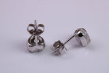 Love Heart Shaped Cubic Zirconia set Earrings, Very Dressy, Made from Solid 925 Grade Sterling Silver
