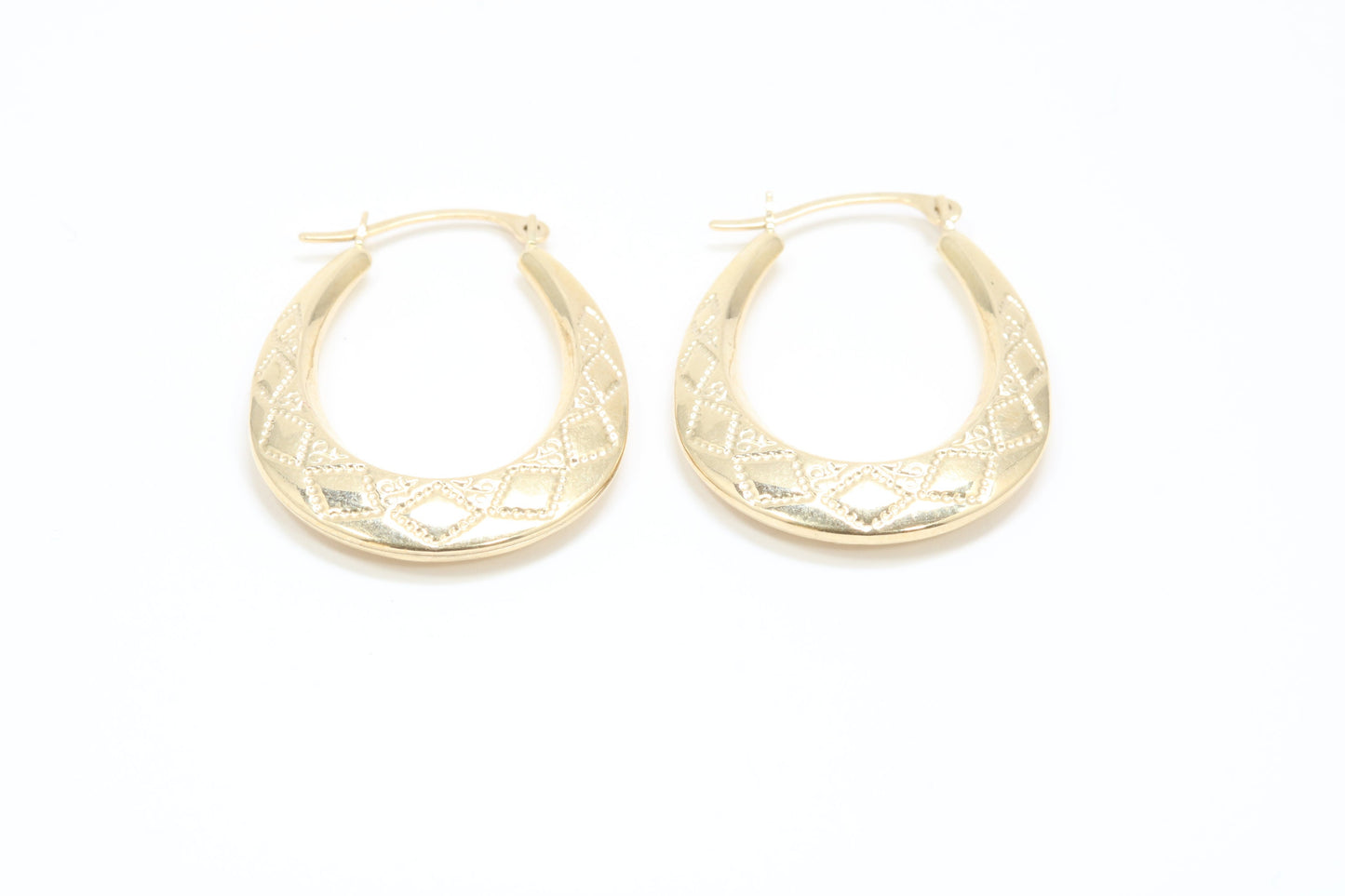 25 mm Long Hoop Creole Earrings Made from Solid 9ct Yellow Gold