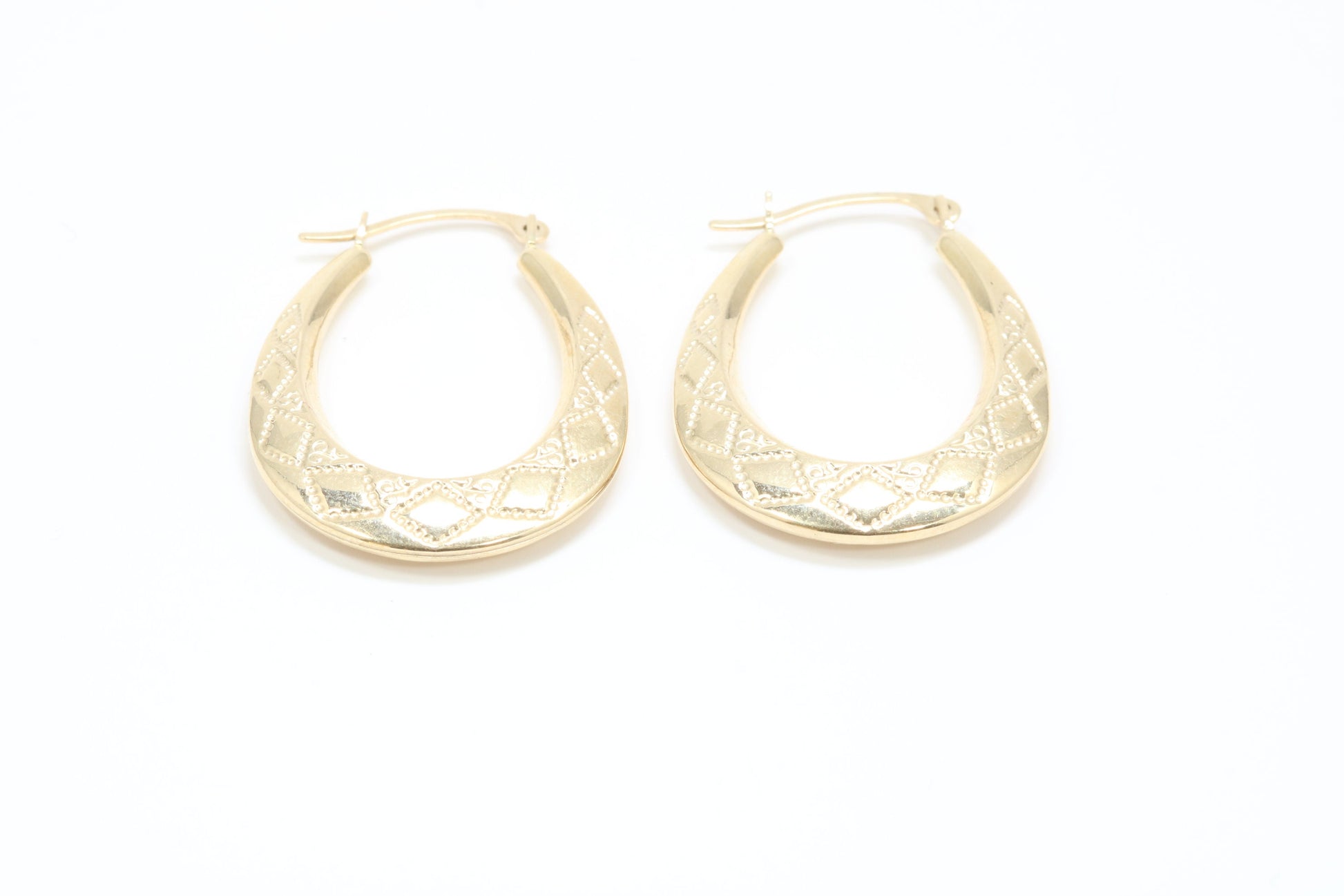 25 mm Long Hoop Creole Earrings Made from Solid 9ct Yellow Gold