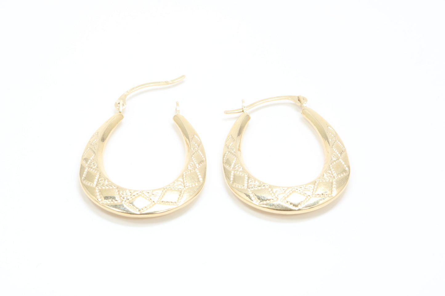 25 mm Long Hoop Creole Earrings Made from Solid 9ct Yellow Gold