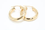 25 mm Round Chunky Hoop Creole Earrings Made from Solid 9ct Yellow Gold, British Hallmarked