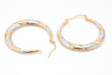 35 mm Round Two Tone Hoop Creole Earrings Made from Solid 9ct Yellow Gold, British Hallmarked