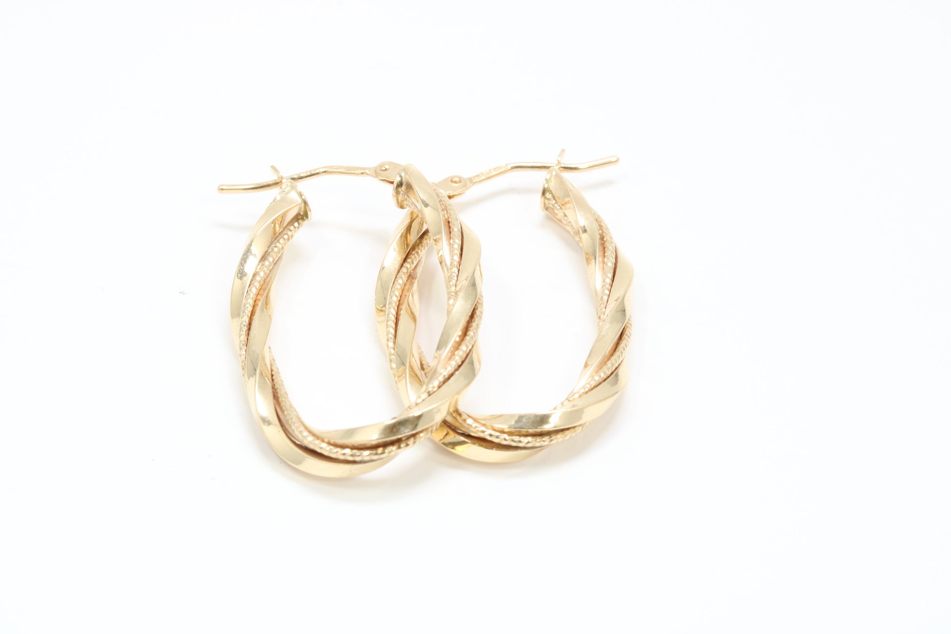 30 mm Long Hoop Creole Earrings Made from Solid 9ct Yellow Gold, British Hallmarked