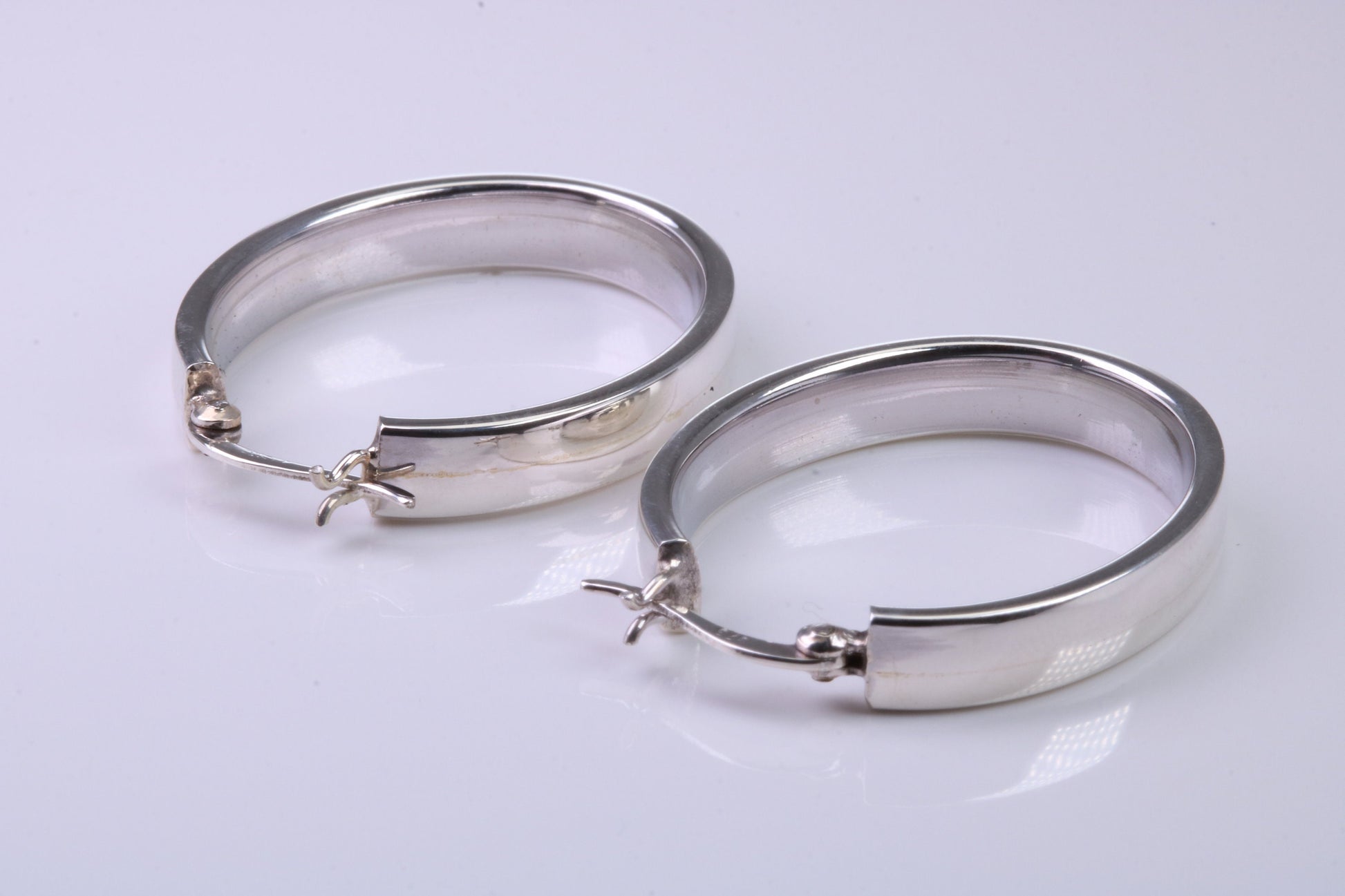 32 mm Long Hoop Creole Earrings Made from Solid 925 Grade Sterling Silver