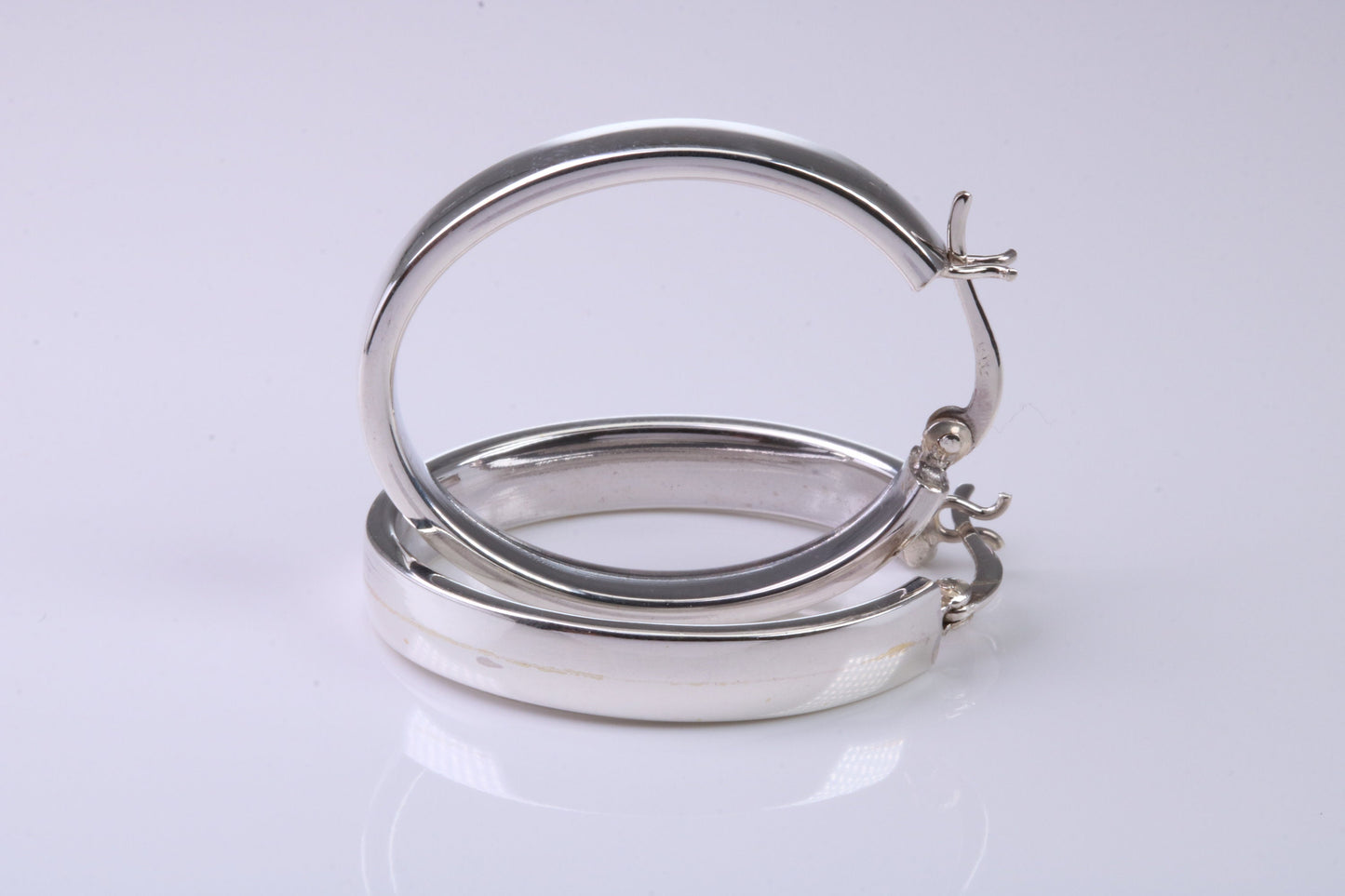 32 mm Long Hoop Creole Earrings Made from Solid 925 Grade Sterling Silver