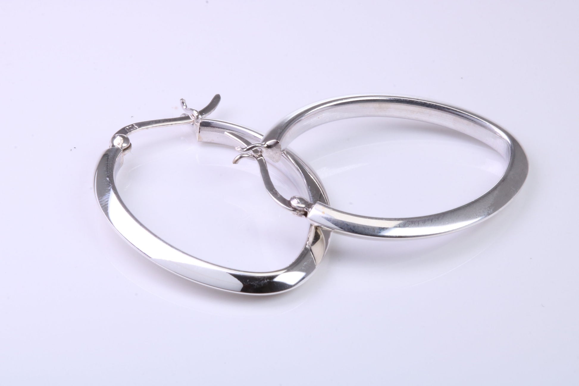 35 mm Long Hoop Creole Earrings Made from Solid 925 Grade Sterling Silver