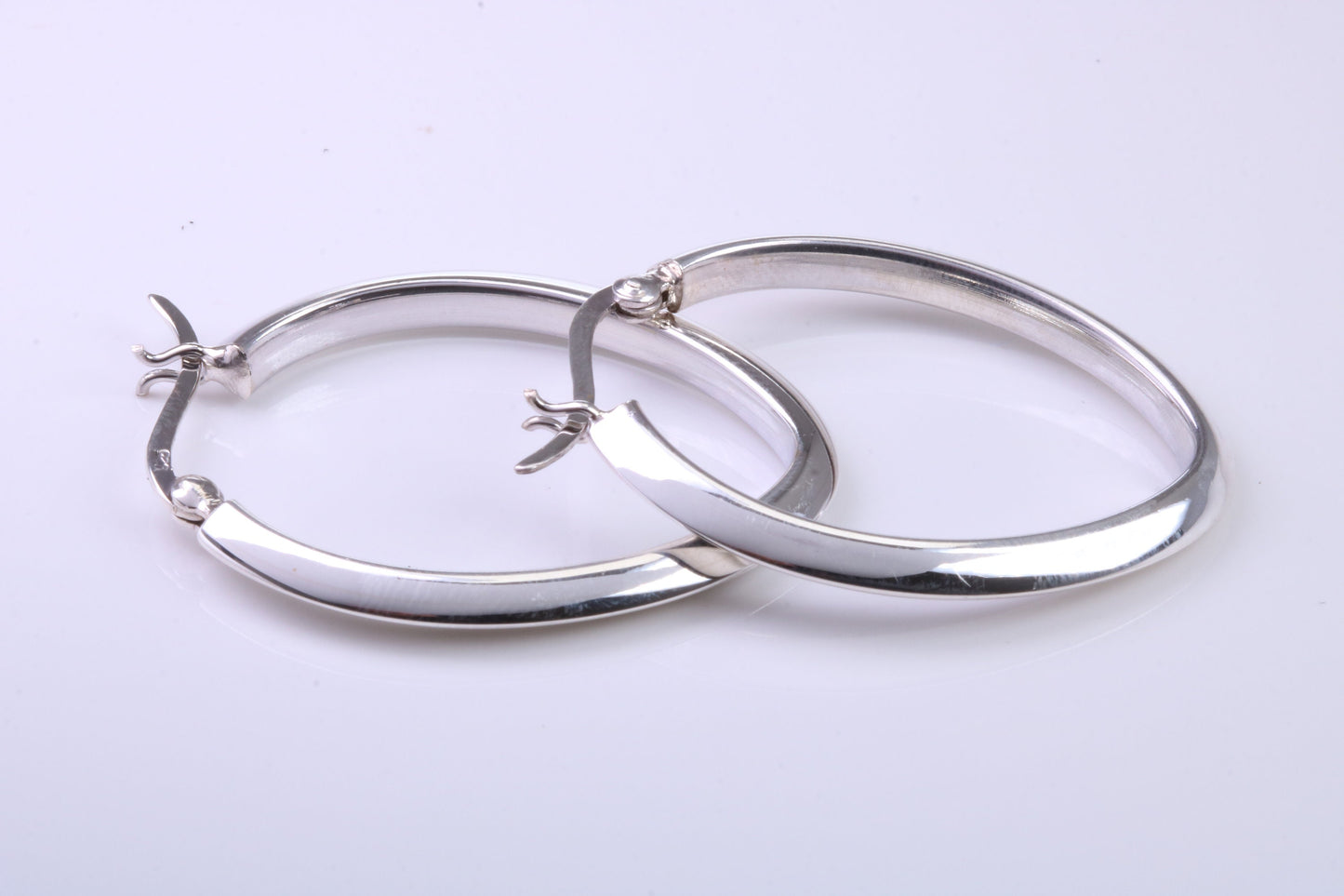 35 mm Long Hoop Creole Earrings Made from Solid 925 Grade Sterling Silver