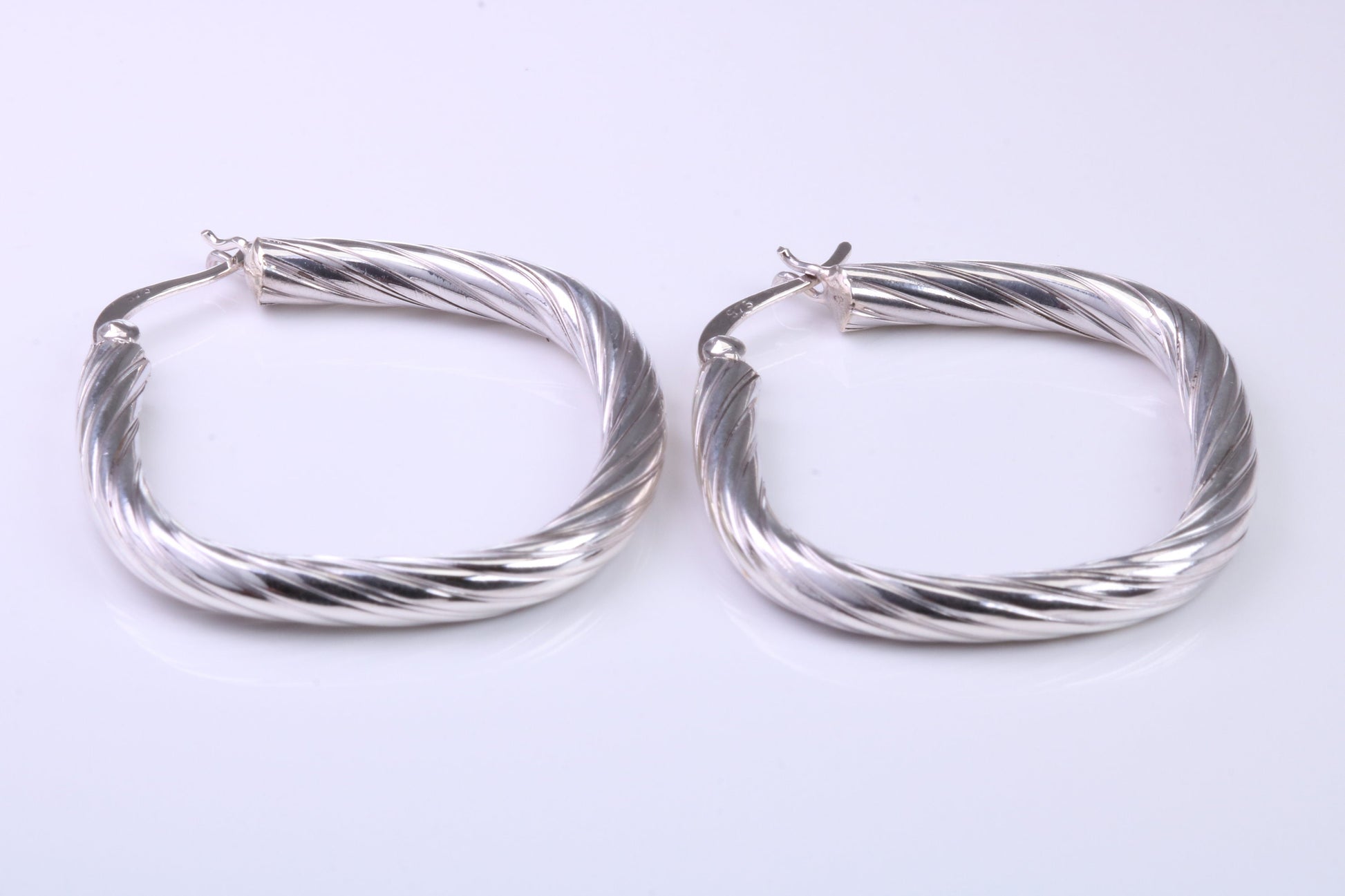 30 mm Square Profile Hoop Creole Earrings Made from 925 Grade Sterling Silver