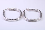 30 mm Square Profile Hoop Creole Earrings Made from 925 Grade Sterling Silver