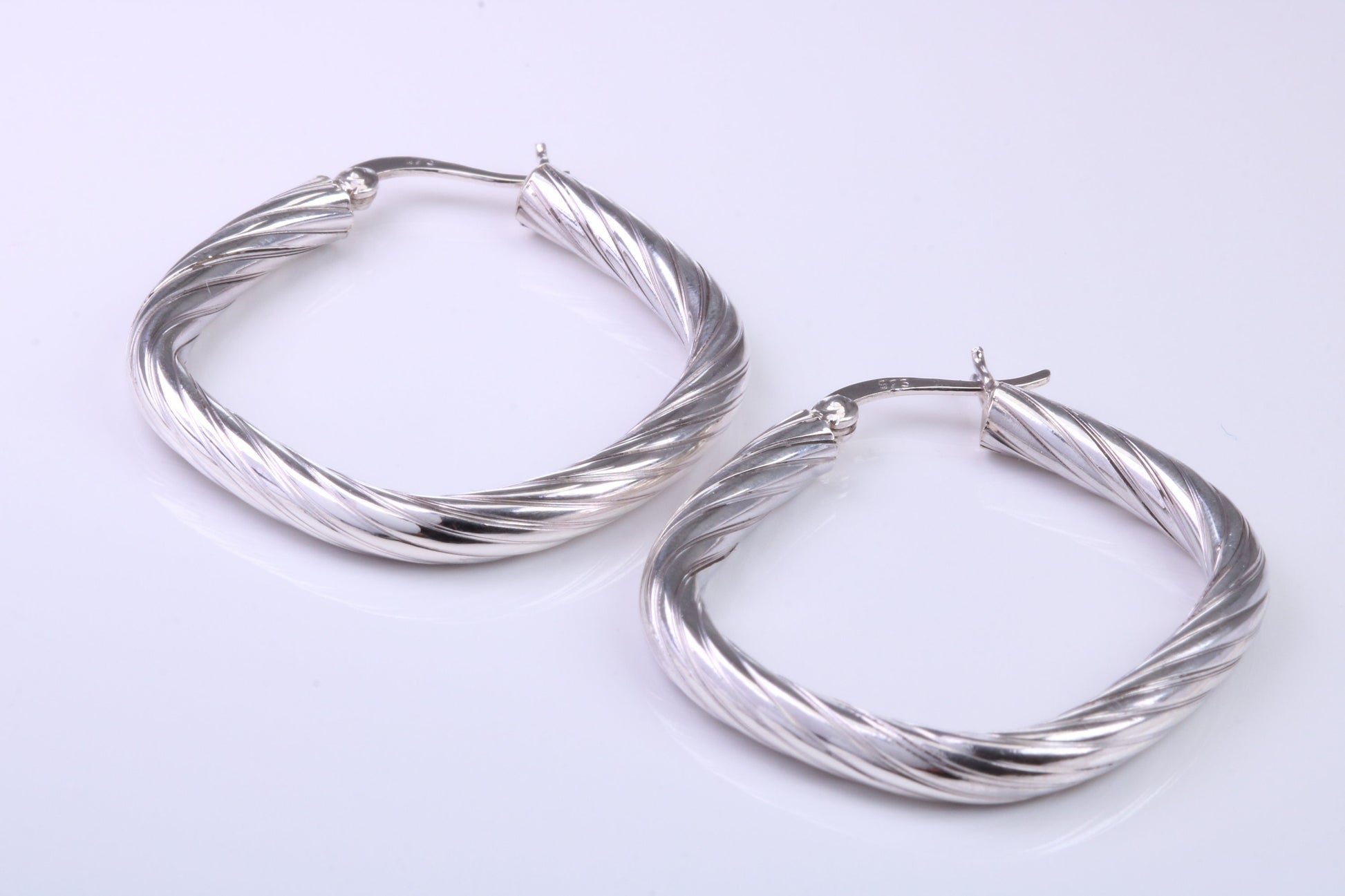 30 mm Square Profile Hoop Creole Earrings Made from 925 Grade Sterling Silver