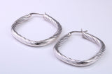 30 mm Square Profile Hoop Creole Earrings Made from 925 Grade Sterling Silver