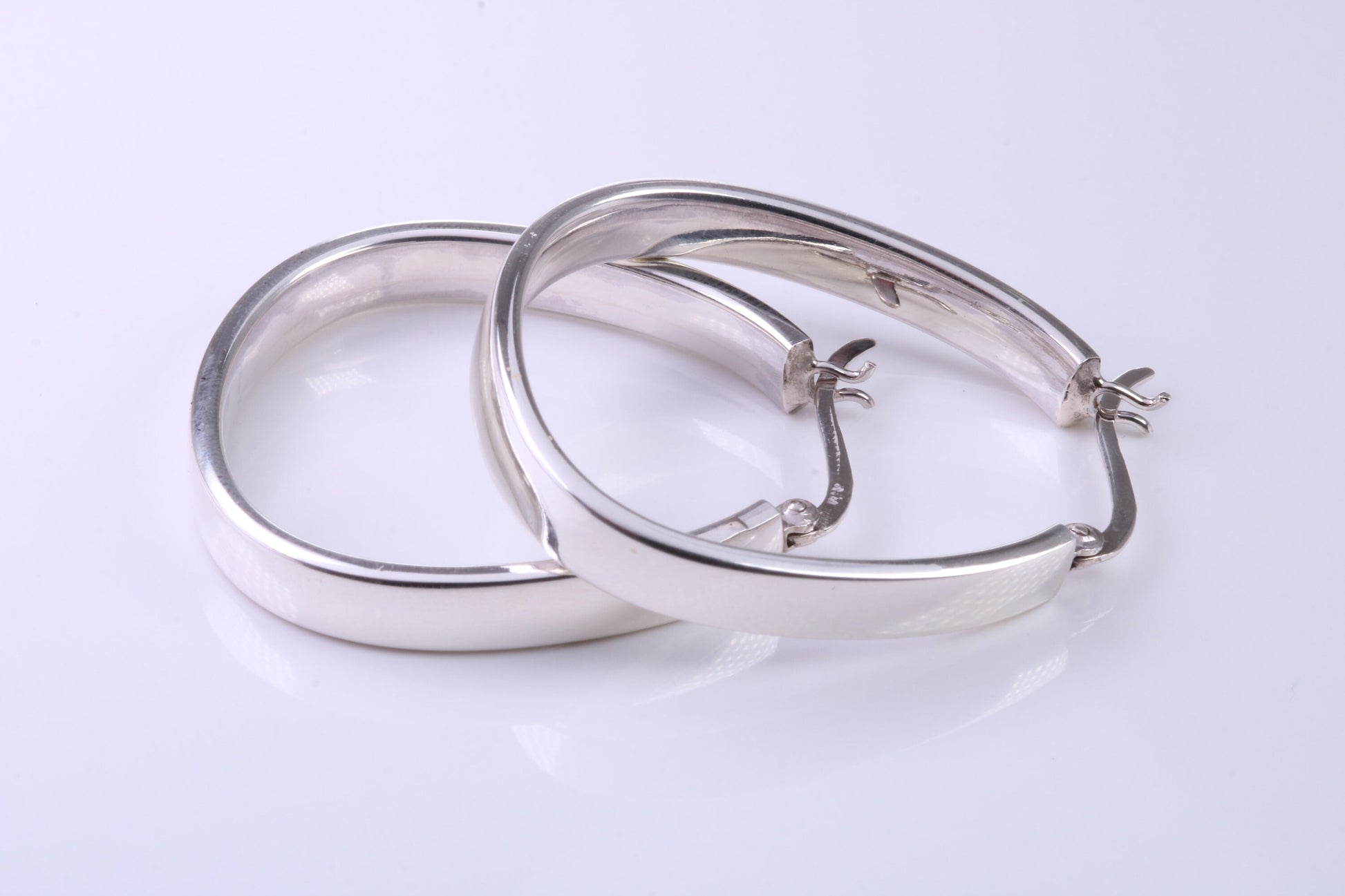 35 mm Long Hoop Creole Earrings Made from Solid 925 Grade Sterling Silver