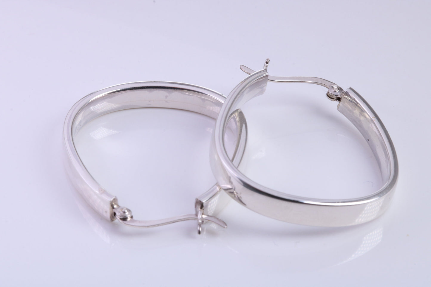 35 mm Long Hoop Creole Earrings Made from Solid 925 Grade Sterling Silver