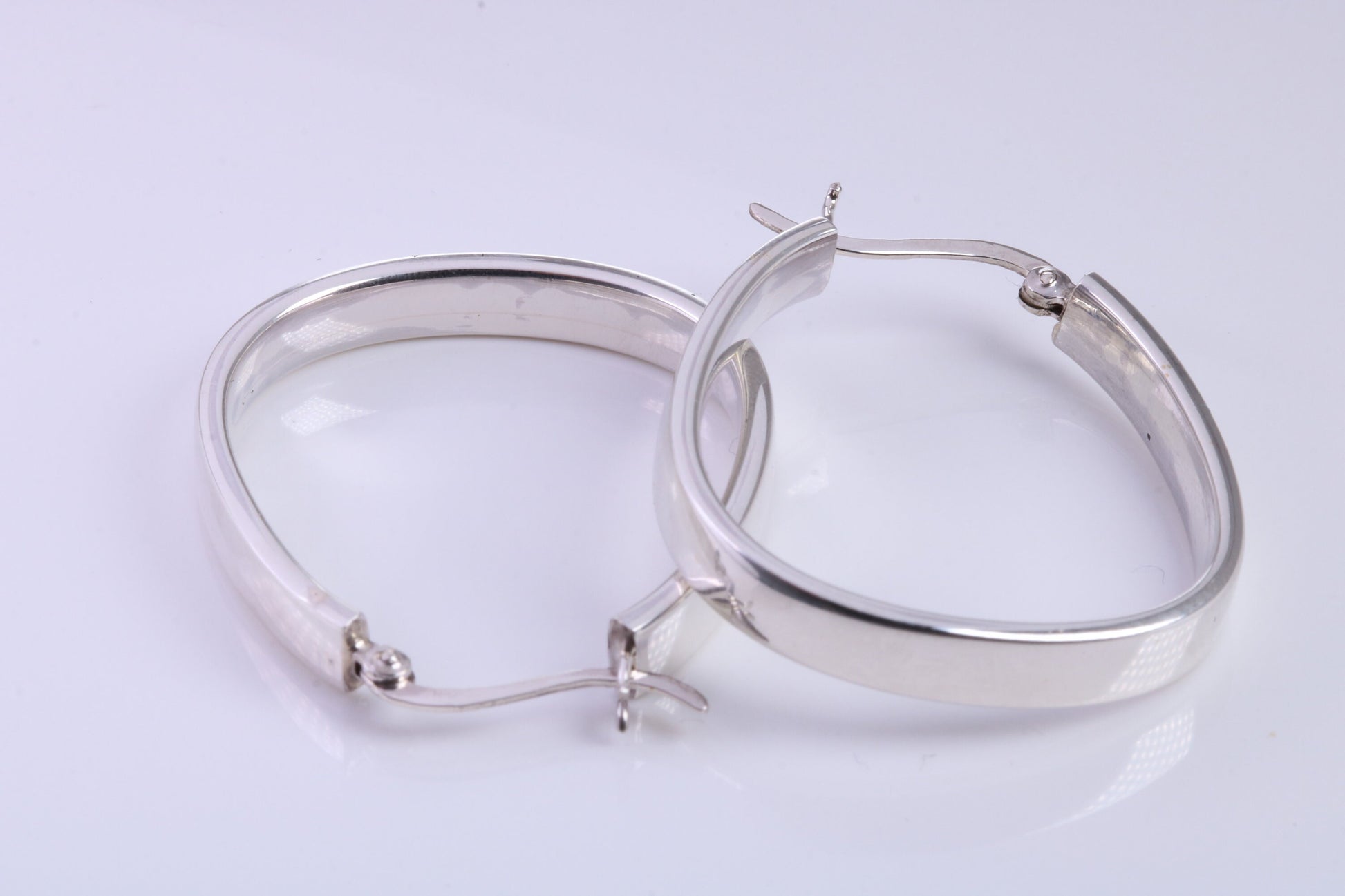 35 mm Long Hoop Creole Earrings Made from Solid 925 Grade Sterling Silver