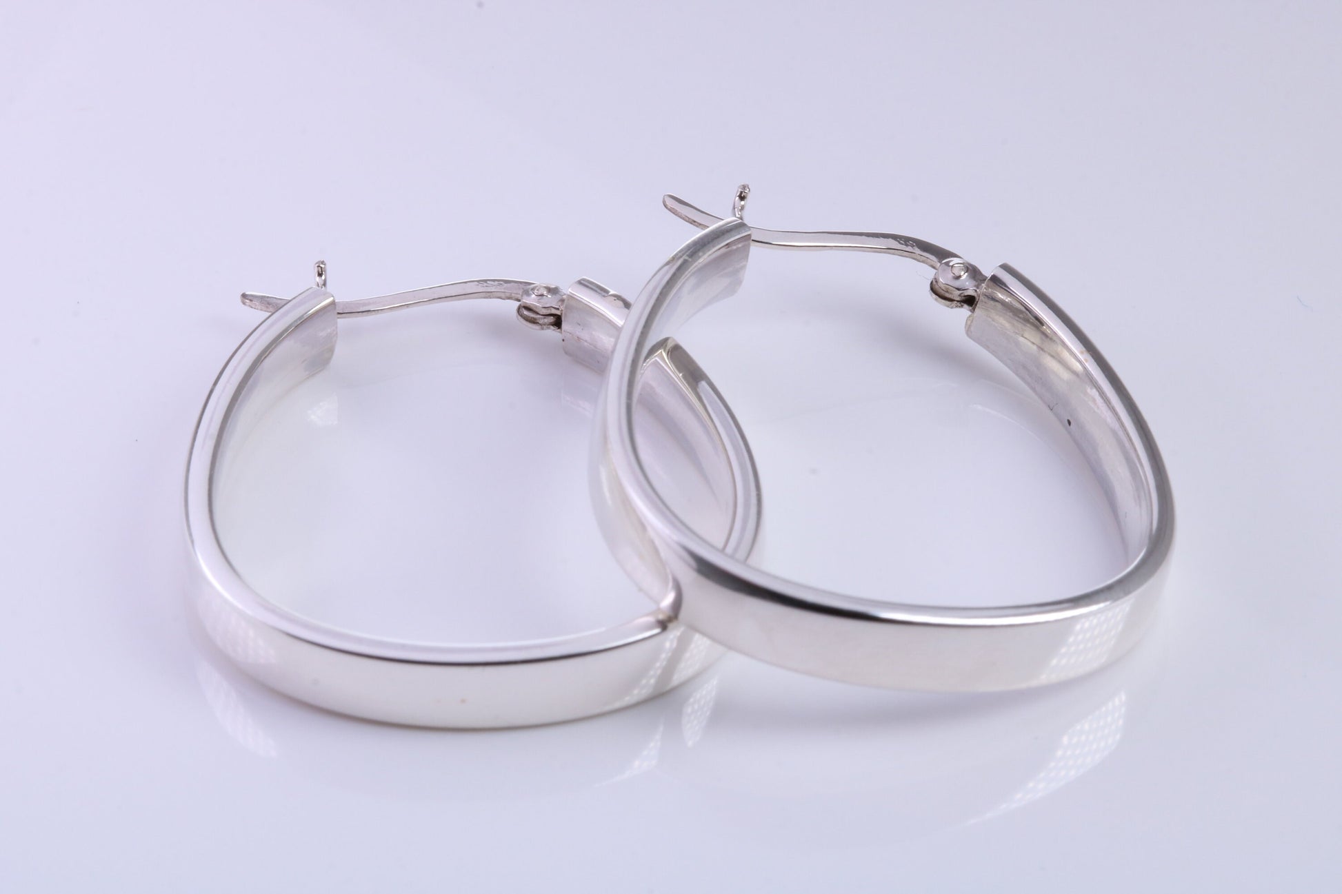 35 mm Long Hoop Creole Earrings Made from Solid 925 Grade Sterling Silver