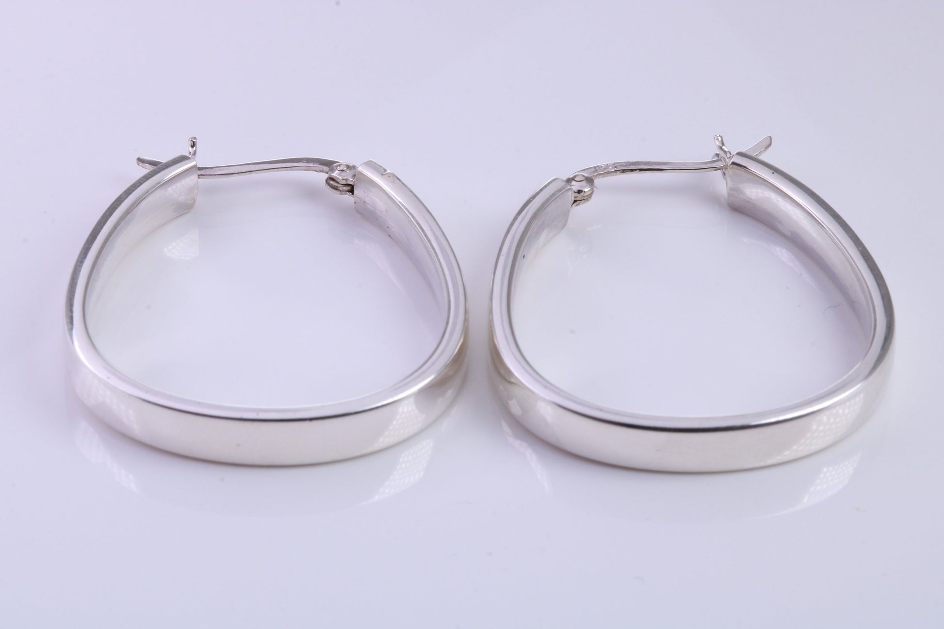 35 mm Long Hoop Creole Earrings Made from Solid 925 Grade Sterling Silver