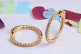 25 mm Round Hoop Cubic Zirconia set Earrings, Very Dressy, Made from Solid 925 Grade Sterling Silver, 18ct Yellow Gold Plated