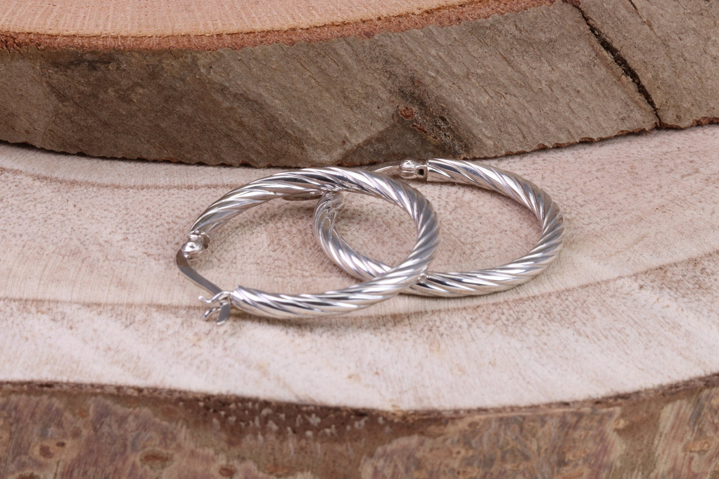 30 mm Round Hoop Creole Earrings Made from 925 Grade Sterling Silver