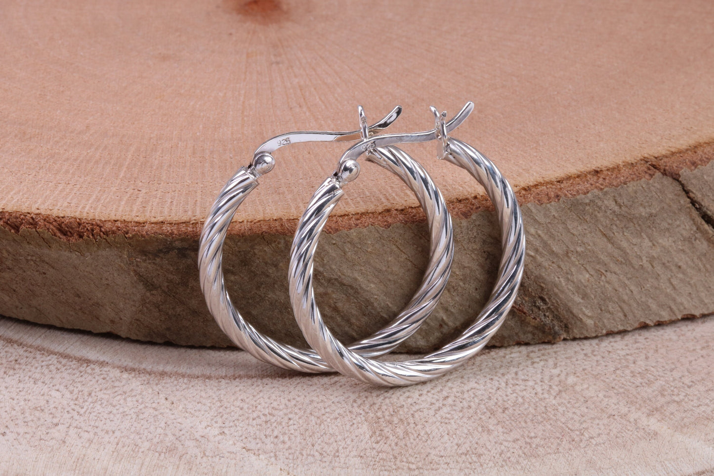 30 mm Round Hoop Creole Earrings Made from 925 Grade Sterling Silver