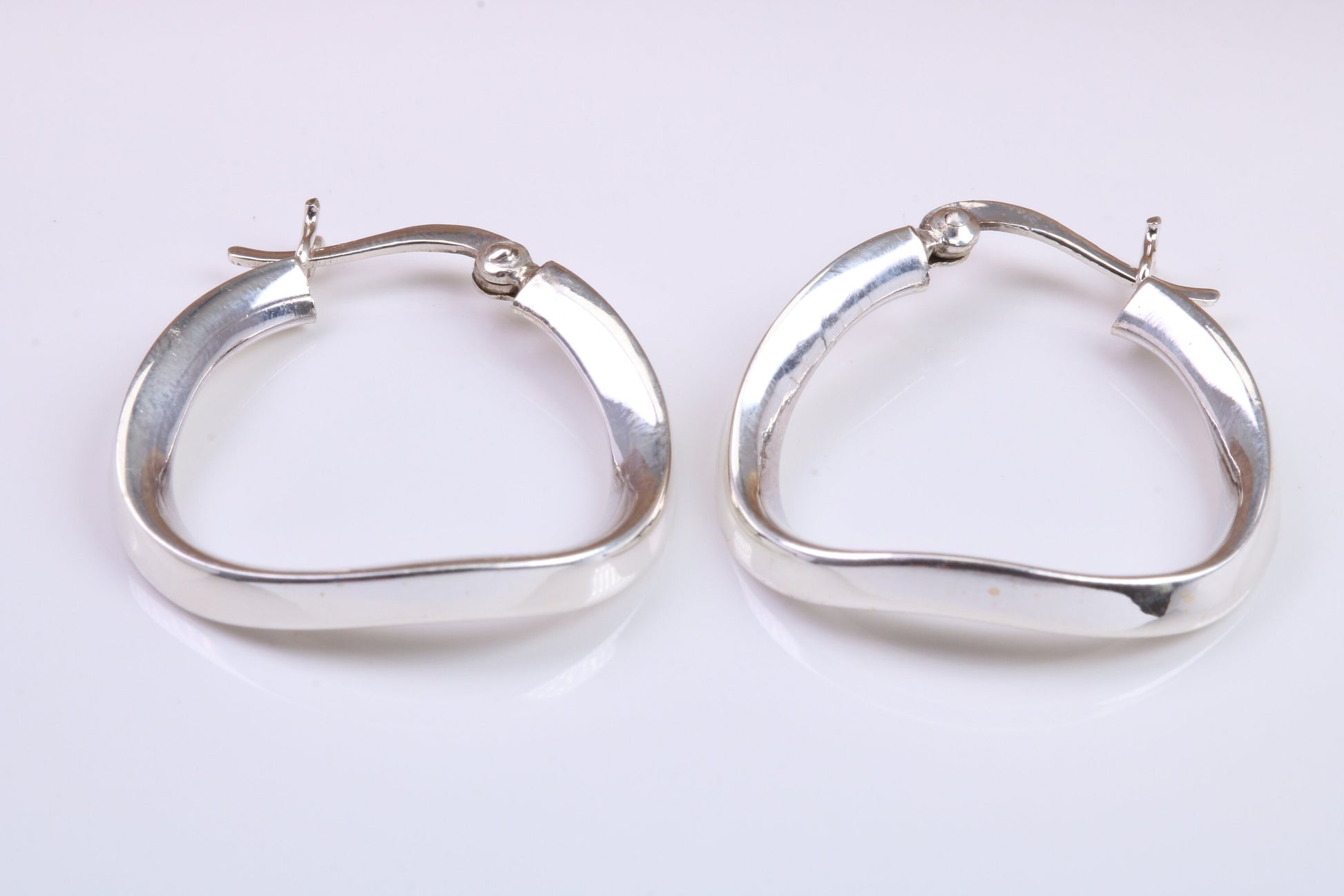 27 mm Long Hoop Creole Earrings Made from Solid 925 Grade Sterling Silver