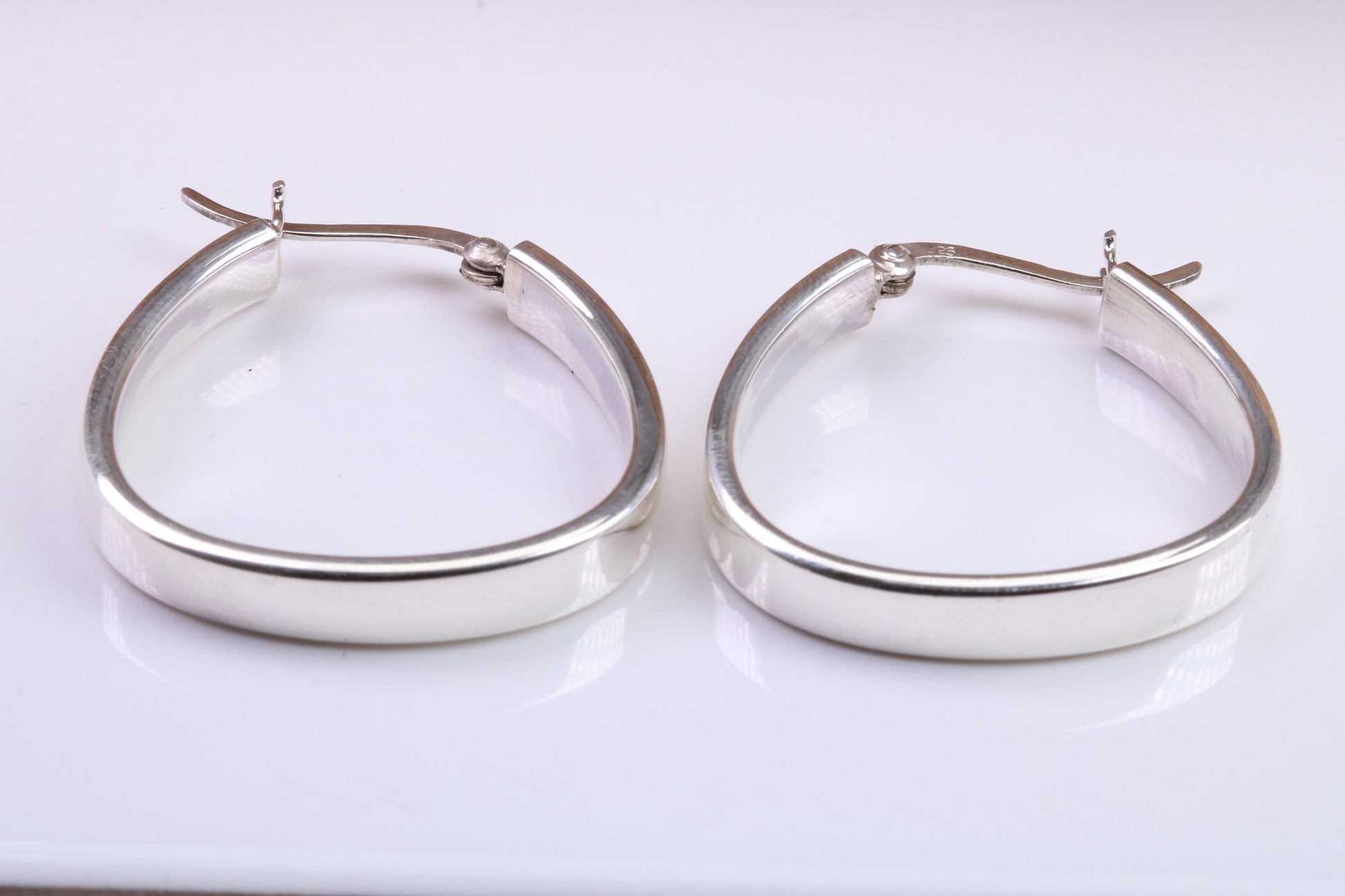 30 mm Long Hoop Creole Earrings Made from Solid 925 Grade Sterling Silver