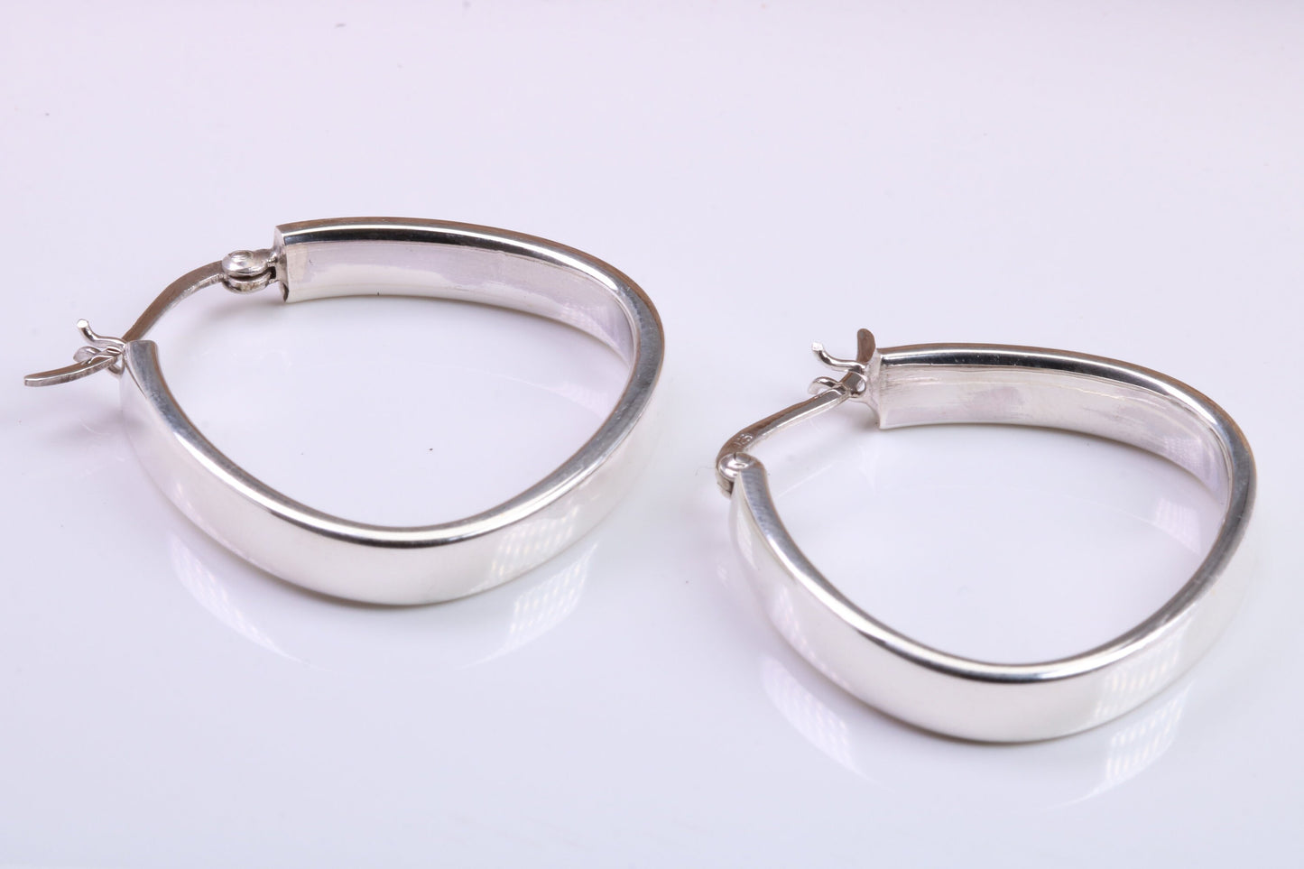 30 mm Long Hoop Creole Earrings Made from Solid 925 Grade Sterling Silver