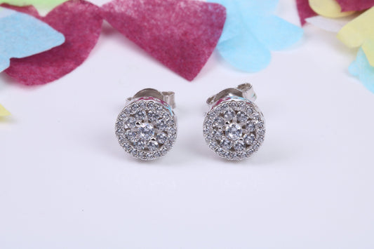 8 mm Round Cluster Cubic Zirconia set Earrings, Very Dressy, Made from Solid 925 Grade Sterling Silver