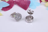 8 mm Round Cluster Cubic Zirconia set Earrings, Very Dressy, Made from Solid 925 Grade Sterling Silver