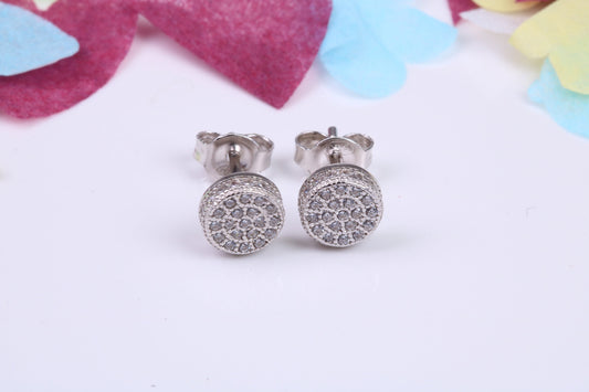 7 mm Round Cluster Cubic Zirconia set Earrings, Very Dressy, Made from Solid 925 Grade Sterling Silver