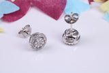 8 mm Round Cluster Cubic Zirconia set Earrings, Very Dressy, Made from Solid 925 Grade Sterling Silver