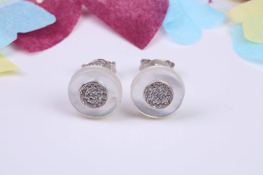 10 mm Round Cluster Cubic Zirconia set Earrings, Very Dressy, Made from Solid 925 Grade Sterling Silver