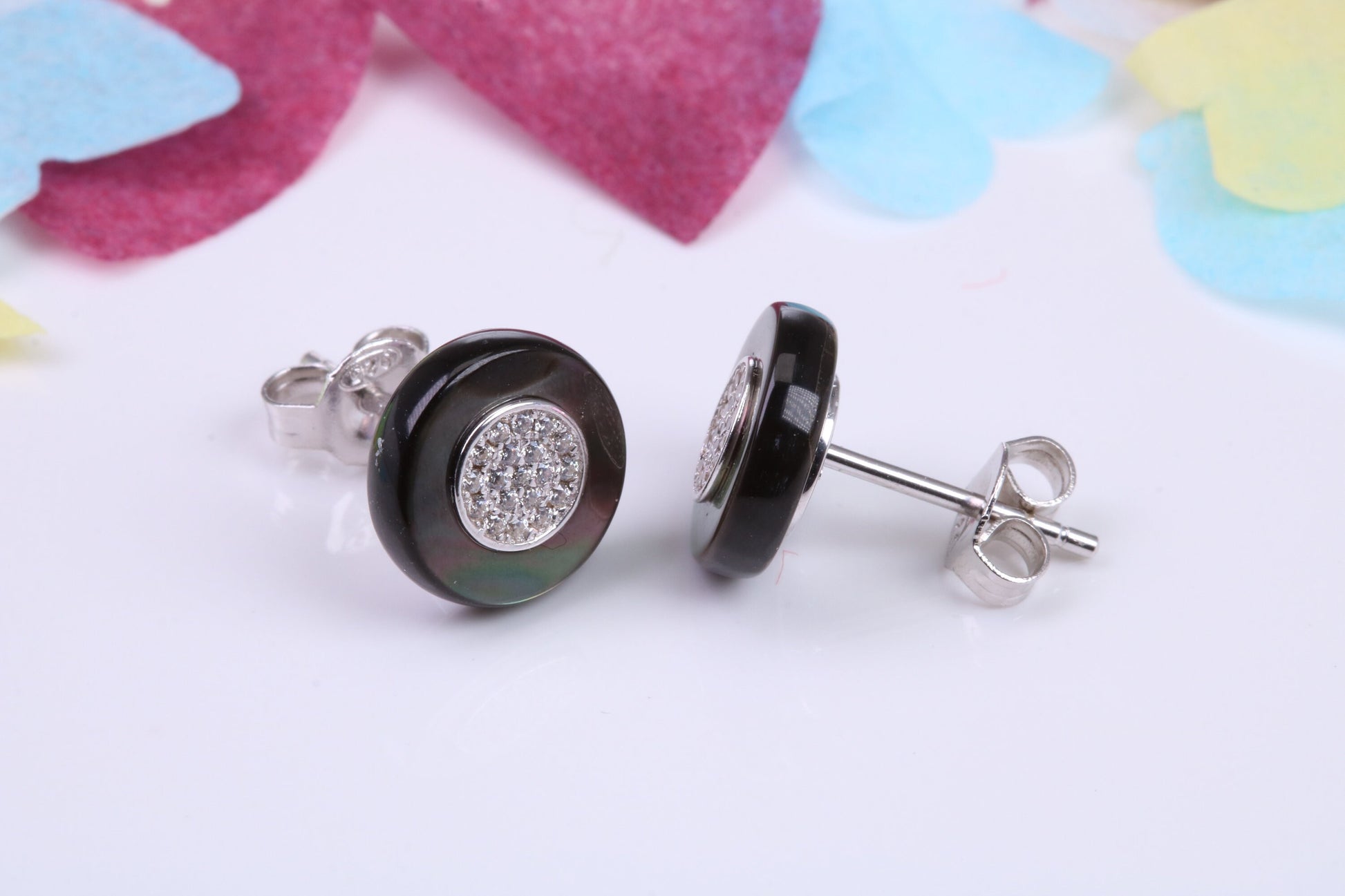10 mm Round Cluster Cubic Zirconia set Earrings, Very Dressy, Made from Solid 925 Grade Sterling Silver