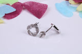 9 mm Round Flower Cluster Cubic Zirconia set Earrings, Very Dressy, Made from Solid 925 Grade Sterling Silver