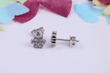 8 mm Round Daisy Flower Cluster Cubic Zirconia set Earrings, Very Dressy, Made from Solid 925 Grade Sterling Silver