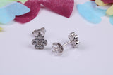 8 mm Round Daisy Flower Cluster Cubic Zirconia set Earrings, Very Dressy, Made from Solid 925 Grade Sterling Silver