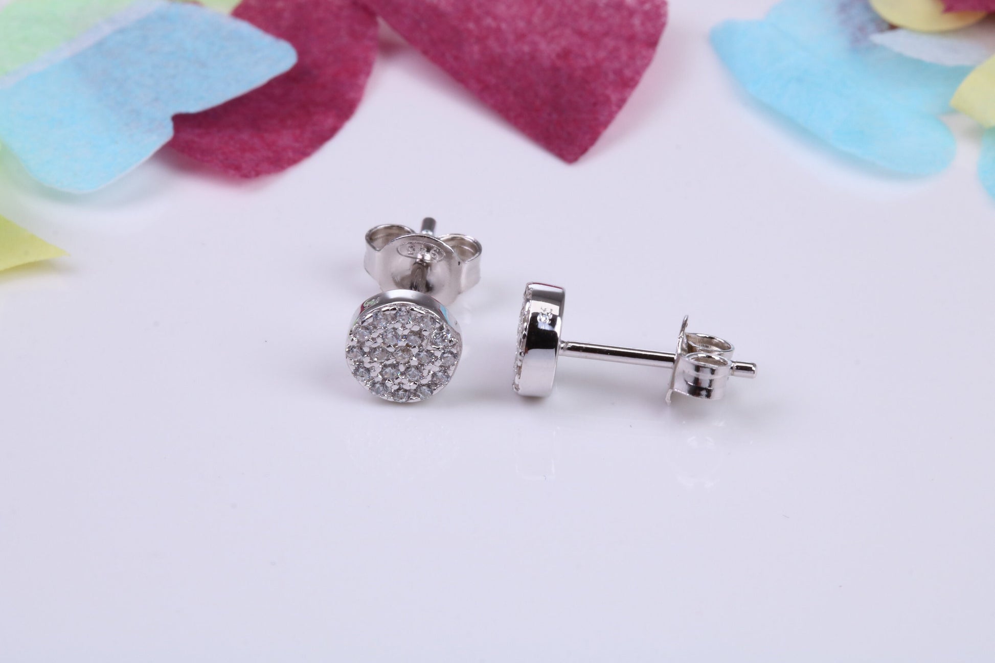 6 mm Round Cluster Cubic Zirconia set Earrings, Very Dressy, Made from Solid 925 Grade Sterling Silver
