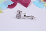 6 mm Round Cluster Cubic Zirconia set Earrings, Very Dressy, Made from Solid 925 Grade Sterling Silver