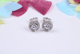 8 mm Round Cluster Cubic Zirconia set Earrings, Very Dressy, Made from Solid 925 Grade Sterling Silver