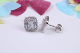 Cluster Cubic Zirconia set Earrings, Very Dressy, Made from Solid 925 Grade Sterling Silver