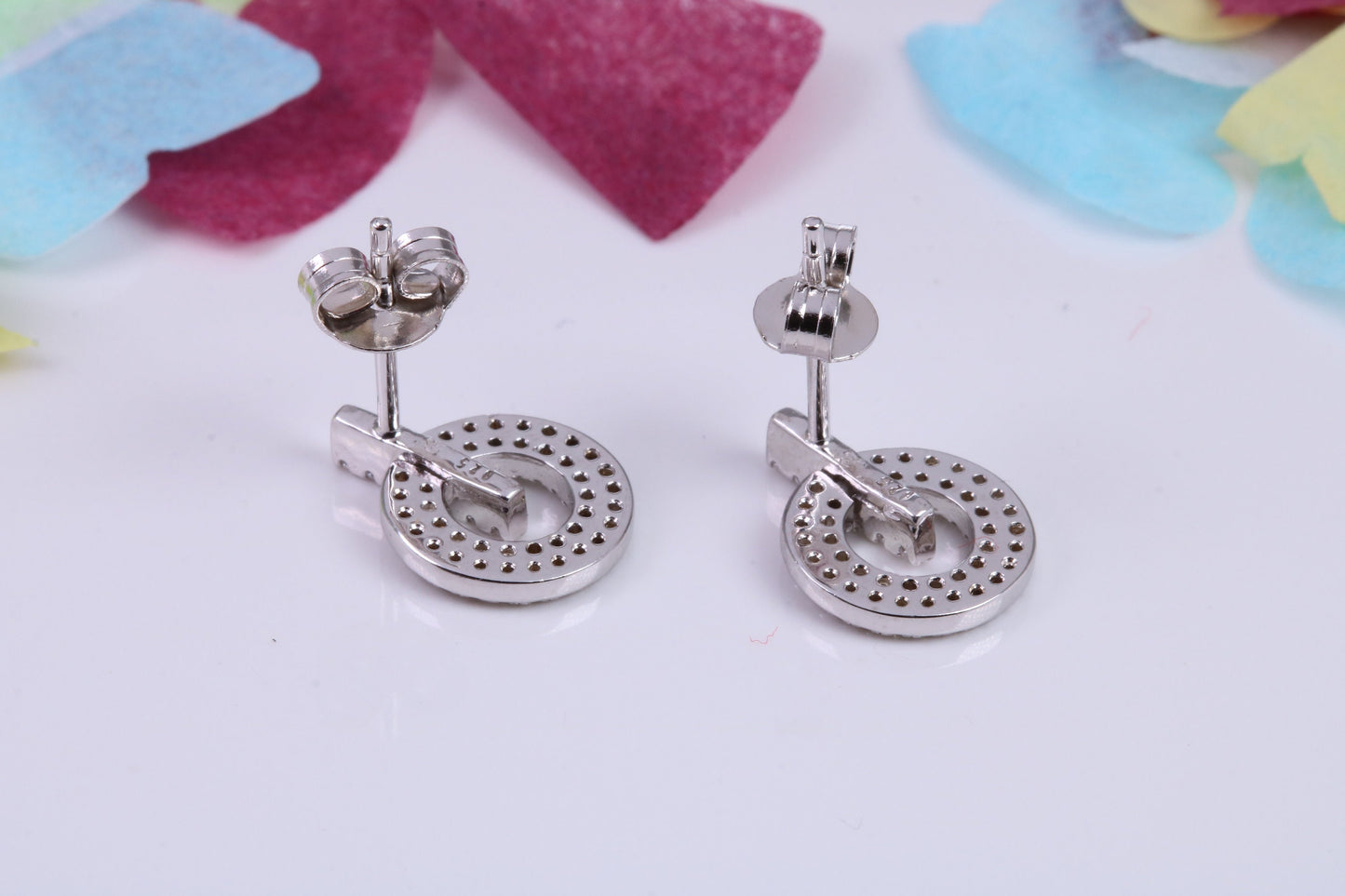 15mm Long Dropper Earrings, Cubic Zirconia set, Made from Solid 925 Grade Sterling Silver