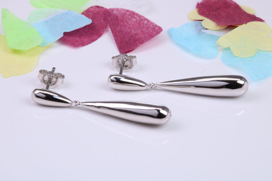 37 mm Long Dropper Earrings, Made from Solid 925 Grade Sterling Silver