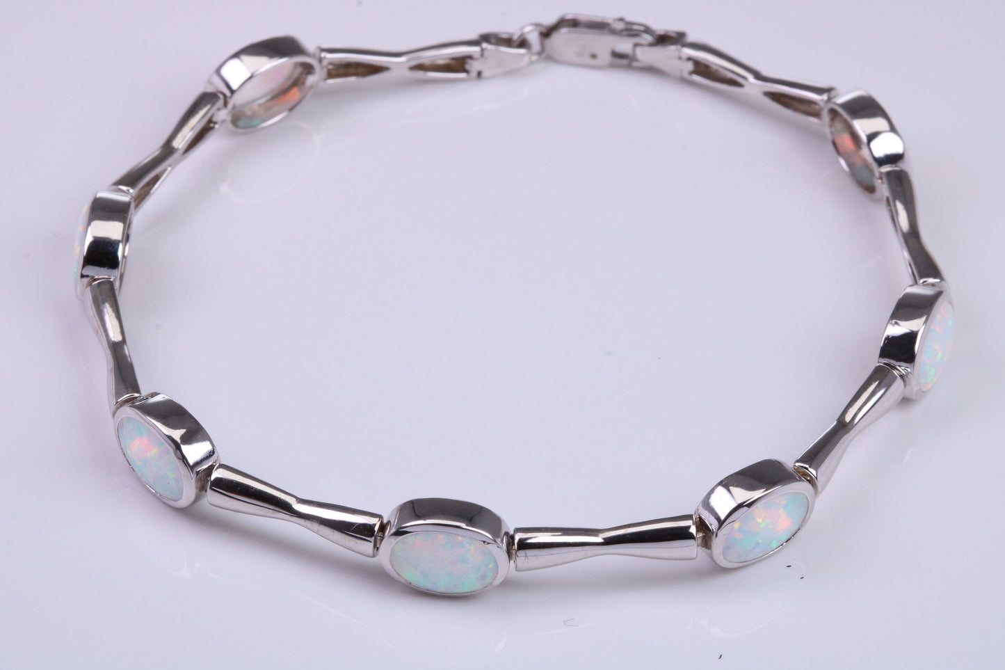 White Opal set Bracelet, made from solid Sterling Silver