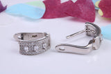 15 mm Long Hoop Cubic Zirconia set Earrings, Very Dressy, Made from Solid 925 Grade Sterling Silver