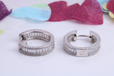16 mm Round Hoop Cubic Zirconia set Earrings, Very Dressy, Made from Solid 925 Grade Sterling Silver