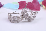 17 mm Long Hoop Cubic Zirconia set Earrings, Very Dressy, Made from Solid 925 Grade Sterling Silver