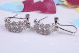 17 mm Long Hoop Cubic Zirconia set Earrings, Very Dressy, Made from Solid 925 Grade Sterling Silver