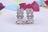 17 mm Long Hoop Cubic Zirconia set Earrings, Very Dressy, Made from Solid 925 Grade Sterling Silver