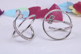 17 mm Round Hoop Cubic Zirconia set Earrings, Very Dressy, Made from Solid 925 Grade Sterling Silver