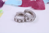 14 mm Round Hoop Cubic Zirconia set Earrings, Very Dressy, Made from Solid 925 Grade Sterling Silver