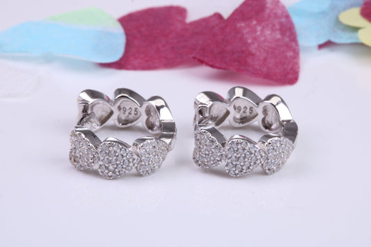 14 mm Round Hoop Cubic Zirconia set Earrings, Very Dressy, Made from Solid 925 Grade Sterling Silver